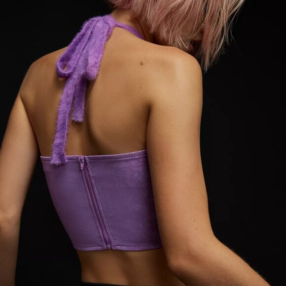 NWT Urban Outfitters Zemeta Daisy Studded Purple Halter Top - Picture 3 of 5